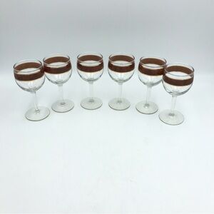 Vintage Mid Century Modern Wine Glasses Tortoise and Gold